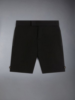 Thom Browne Wool Pique Suiting Tuxedo Bermuda Boys's Shorts Black | NNR79Z39699