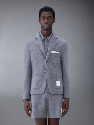 Thom Browne Wool Sport Men Coats Grey | NAI97W31786