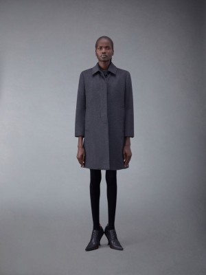 Thom Browne Zibeline Melange Cashmere Classic Bal Collar Women Coats Grey | QKE37M91140