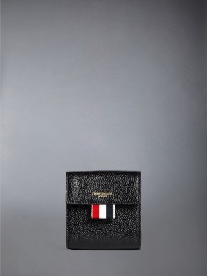 Thom Browne leather coin purse Men Wallets Black | SLD91J79869