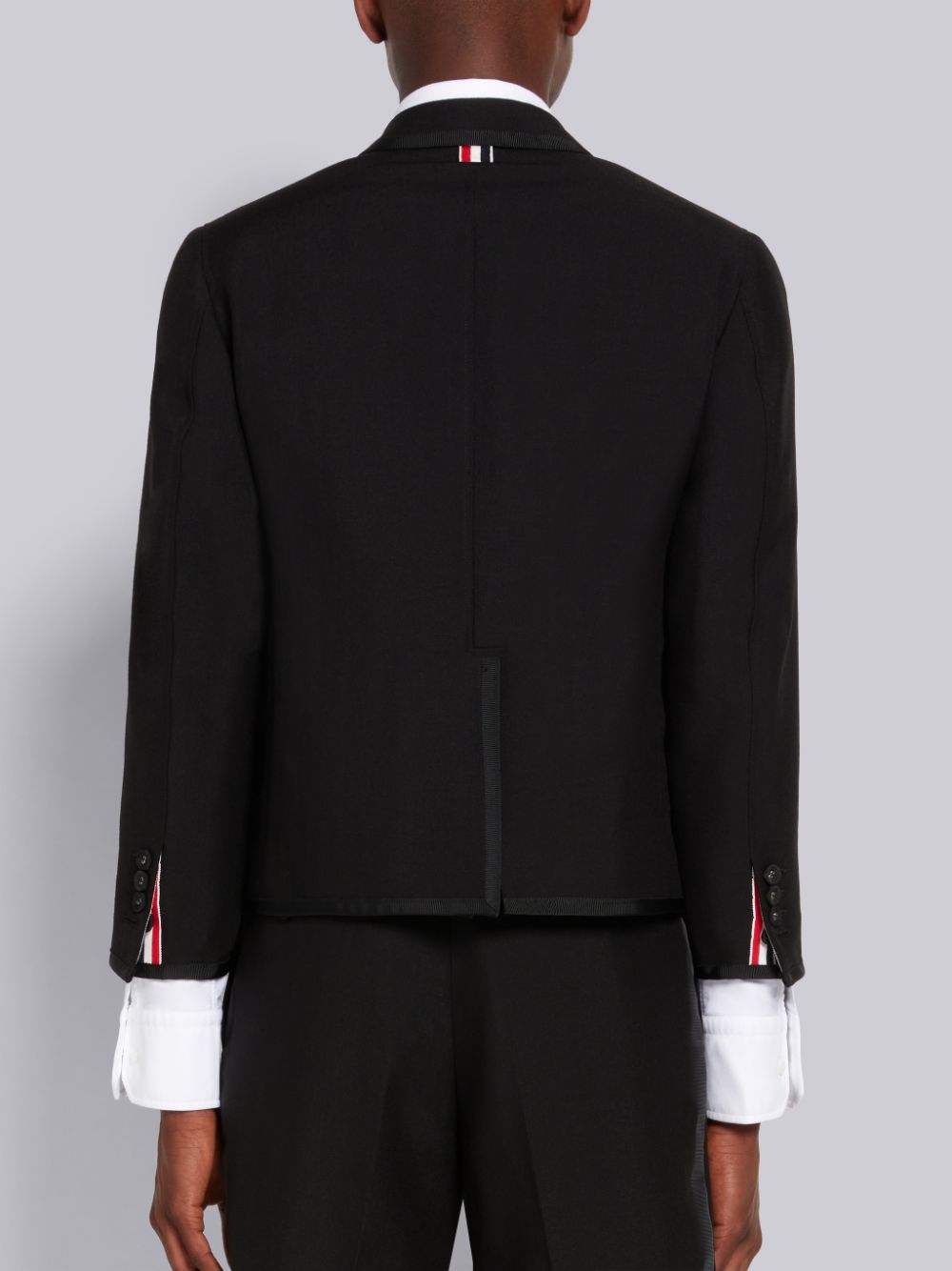 Thom Browne 3-Ply Wool Mohair Tipping Shrunken Patch Pocket Men Coats Black | QBD15P05575