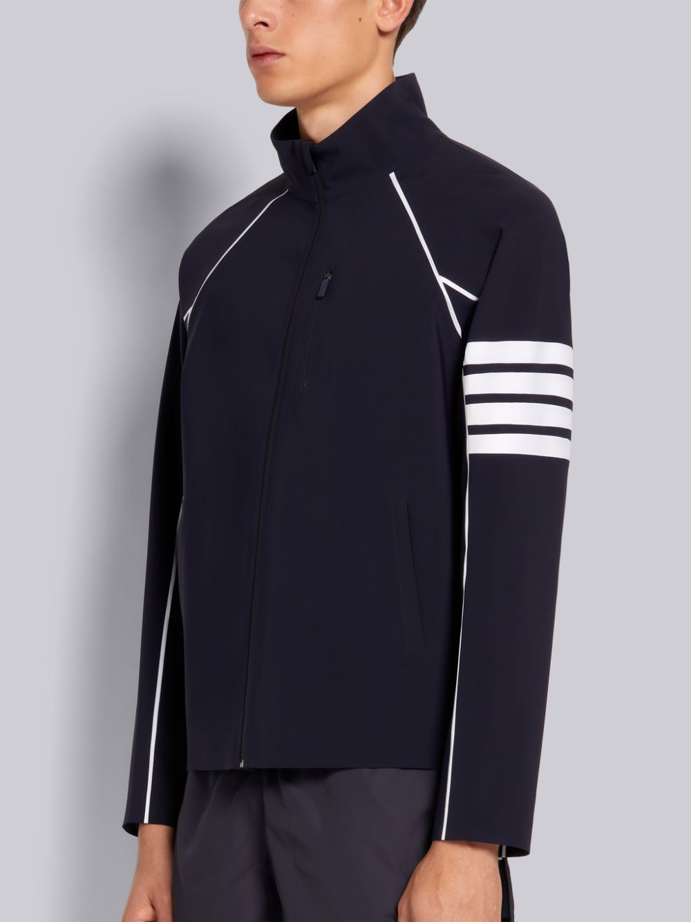 Thom Browne 4-Bar Compression Zip-Up Men Jackets Navy | IPY38X96942