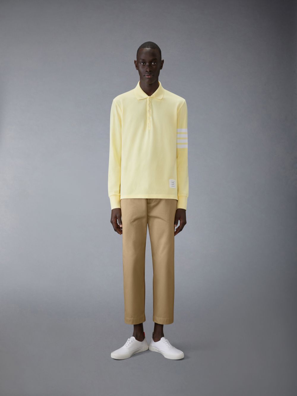 Thom Browne 4-Bar long-sleeve Men Polo Shirt Yellow | NPI67H88063