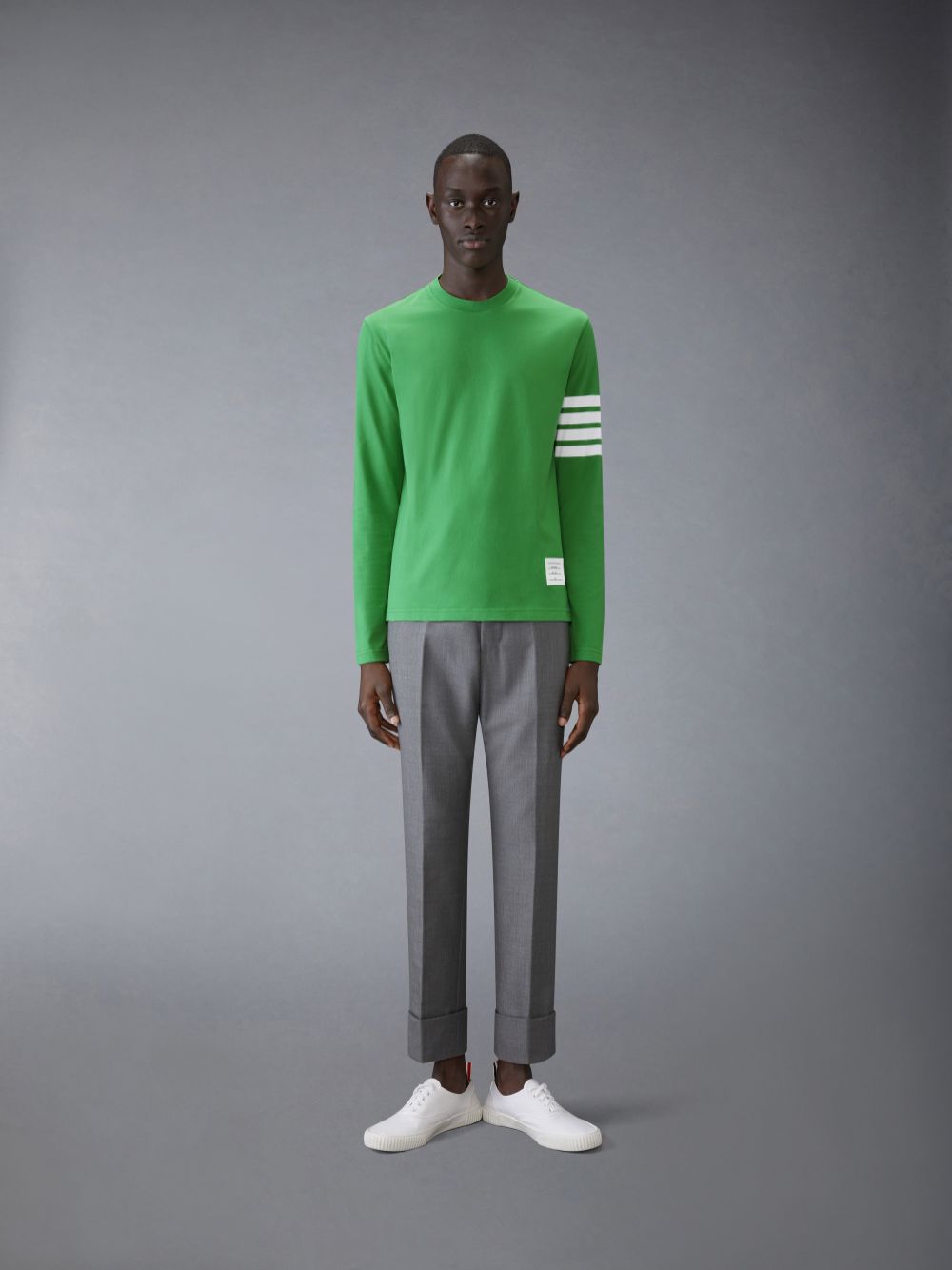 Thom Browne 4-Bar long-sleeve Men T Shirts Green | JXK01X99300