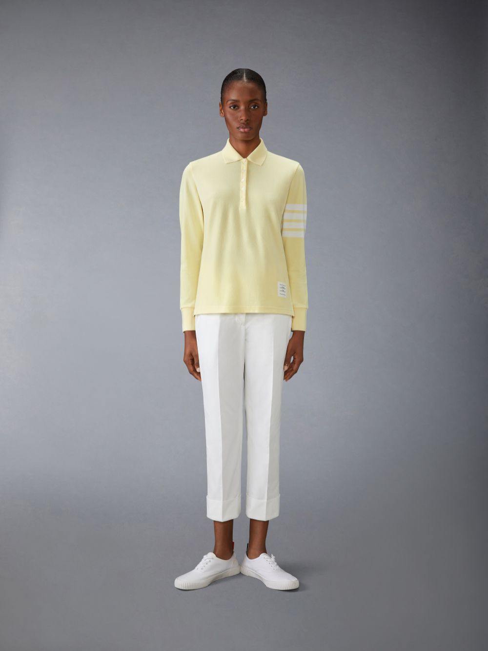 Thom Browne 4-Bar long-sleeved Women Polo Shirt Yellow | SHR19B78092