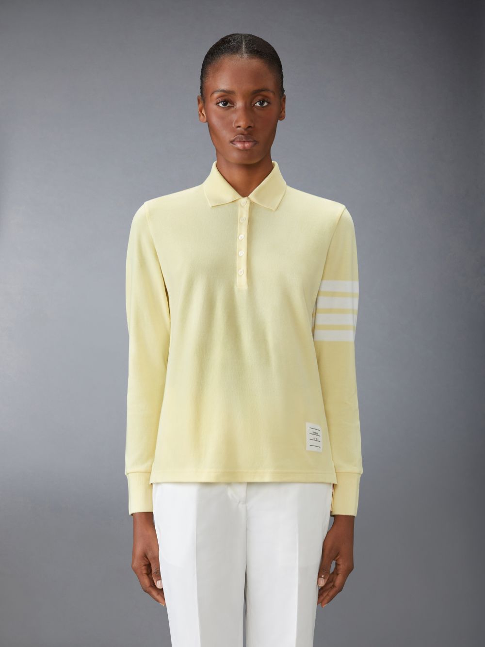 Thom Browne 4-Bar long-sleeved Women Polo Shirt Yellow | SHR19B78092