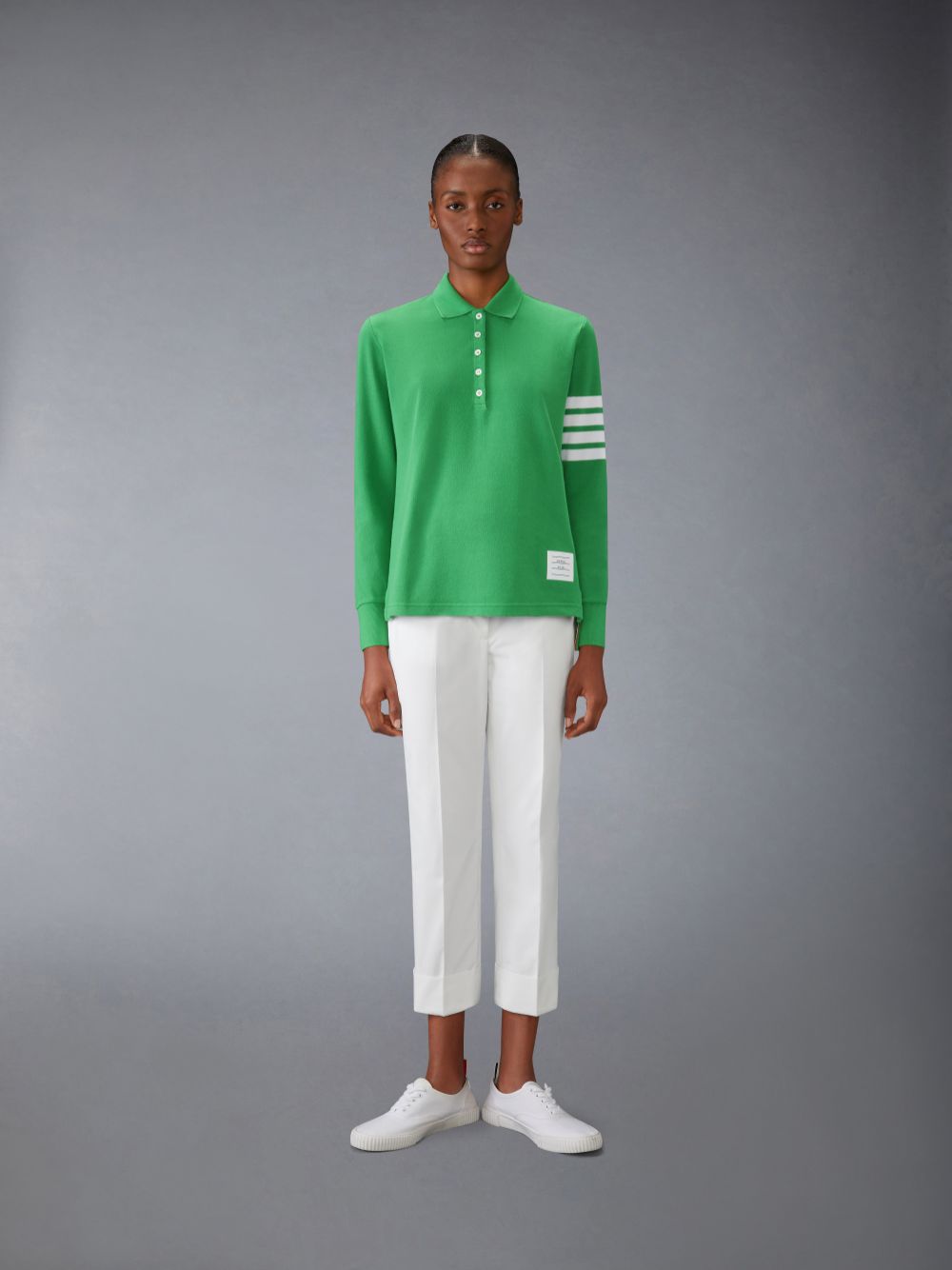 Thom Browne 4-Bar long-sleeved Women Polo Shirt Green | AGX16U19522