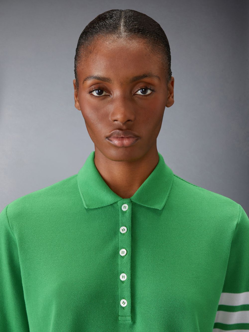 Thom Browne 4-Bar long-sleeved Women Polo Shirt Green | AGX16U19522