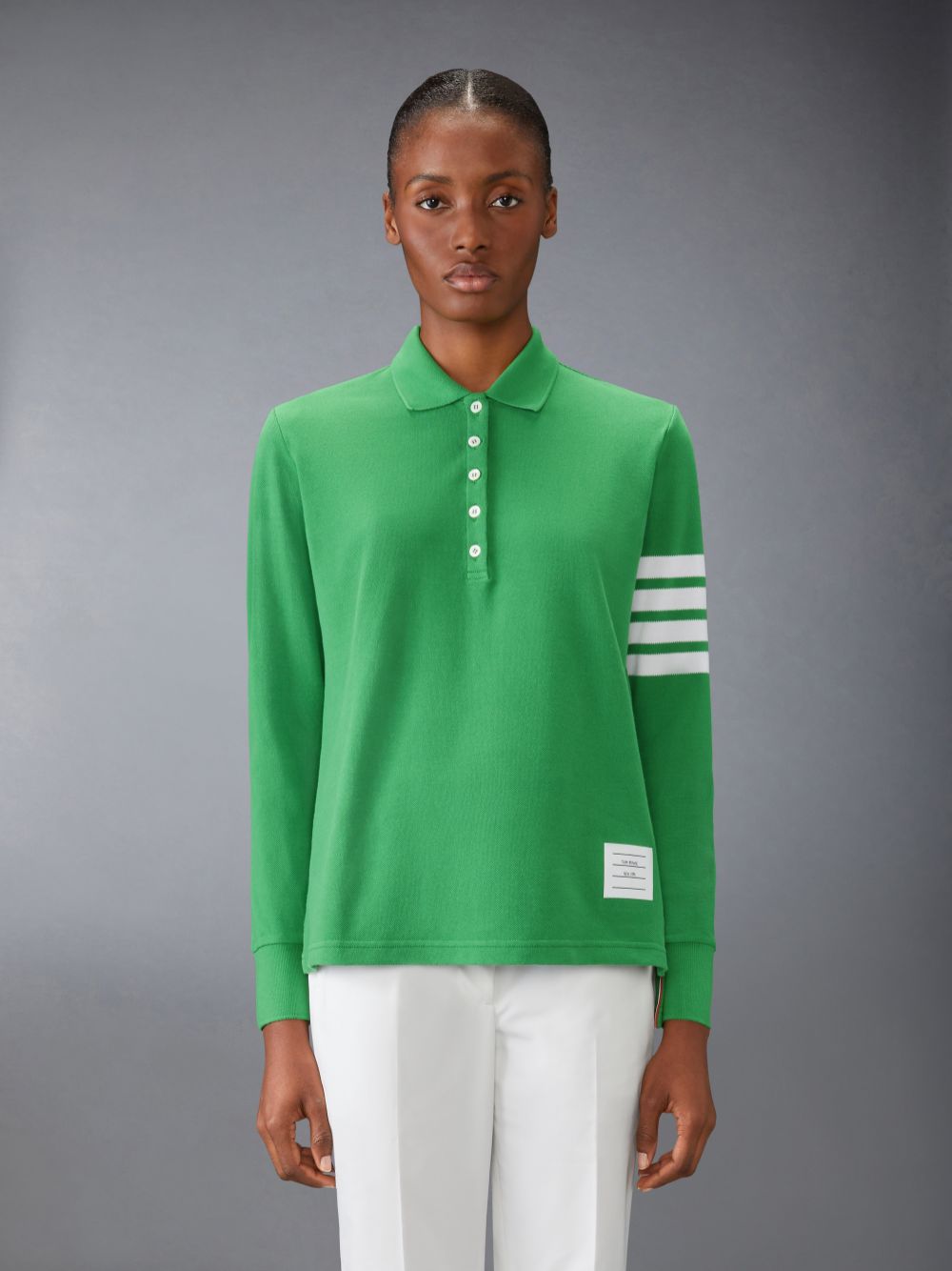 Thom Browne 4-Bar long-sleeved Women Polo Shirt Green | AGX16U19522