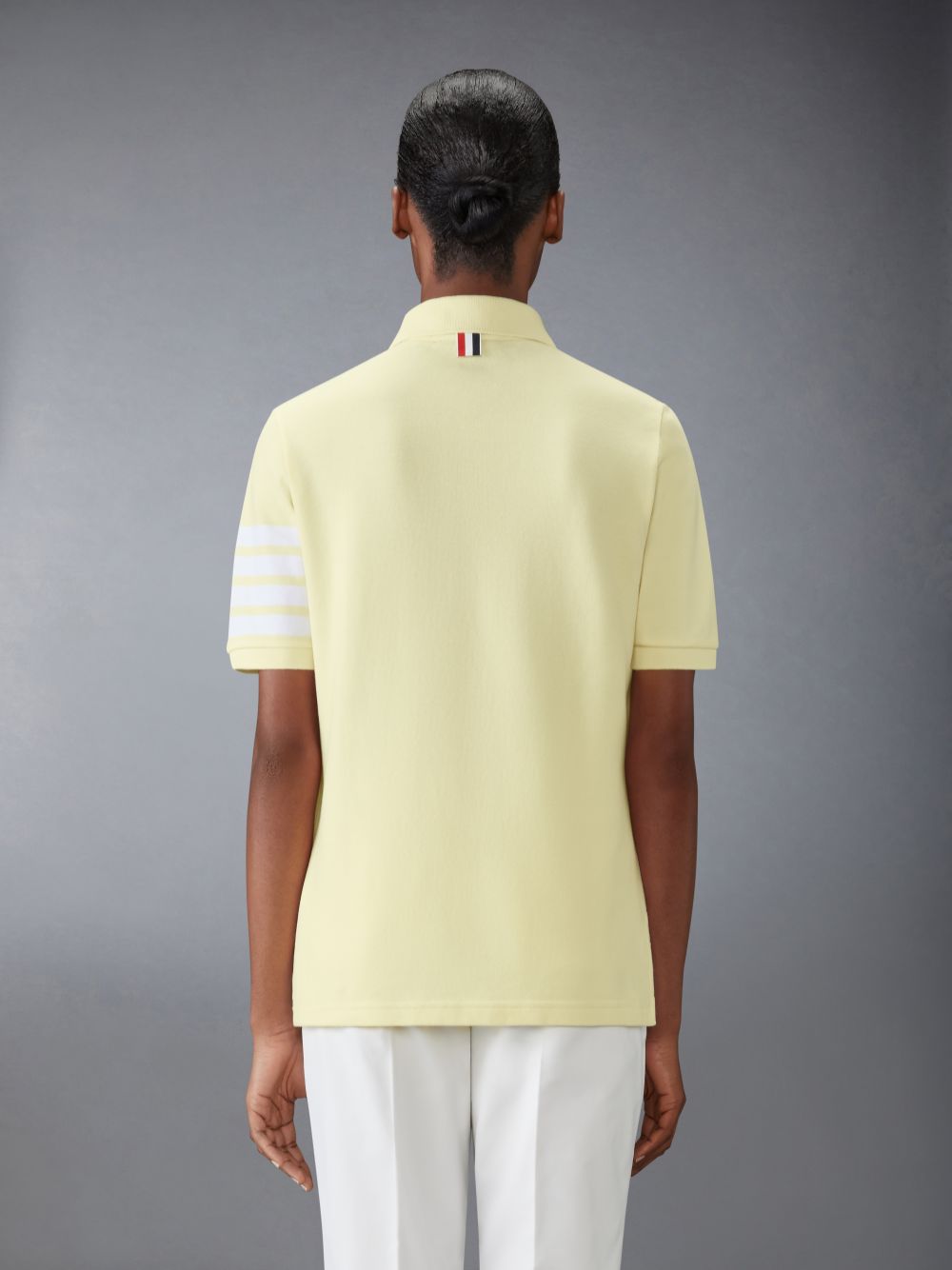 Thom Browne 4-Bar short-sleeved Women Polo Shirt Yellow | MHE16O70861