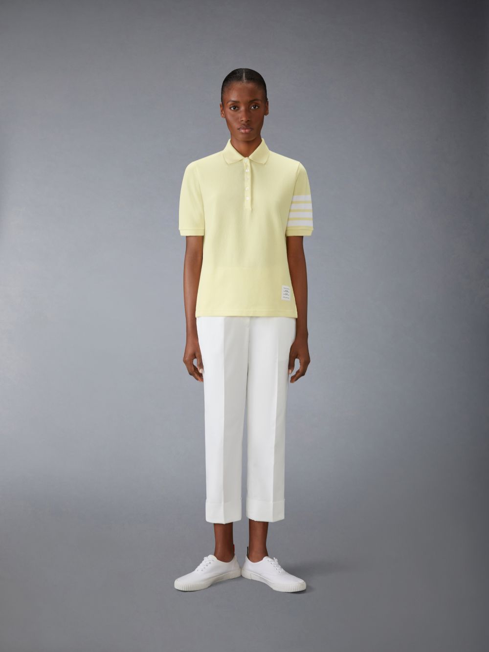 Thom Browne 4-Bar short-sleeved Women Polo Shirt Yellow | MHE16O70861