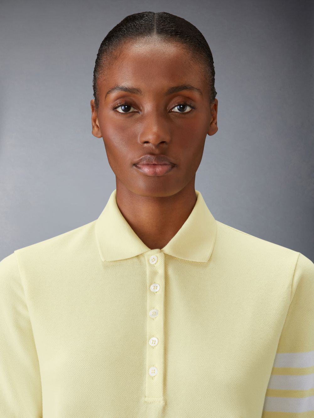 Thom Browne 4-Bar short-sleeved Women Polo Shirt Yellow | MHE16O70861