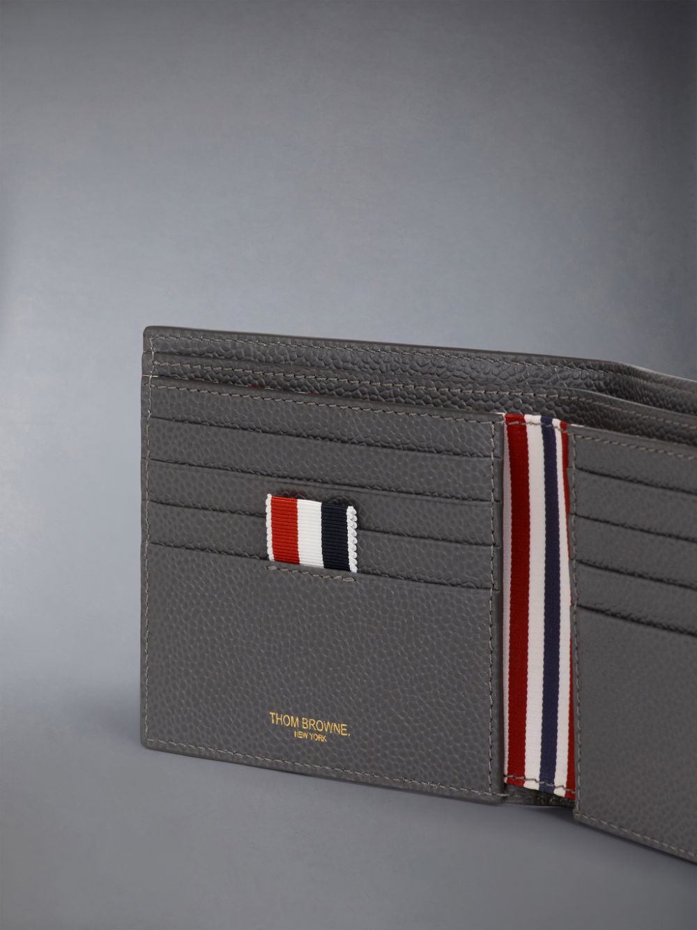 Thom Browne 4-bar stripe bifold cardholder Men Wallets Grey | RZN97Y04224