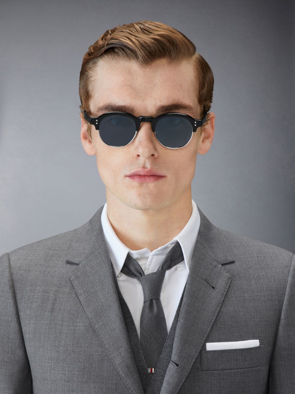 Thom Browne Acetate And Titanium Oval Men Sunglasses Black | WRM94Z88590