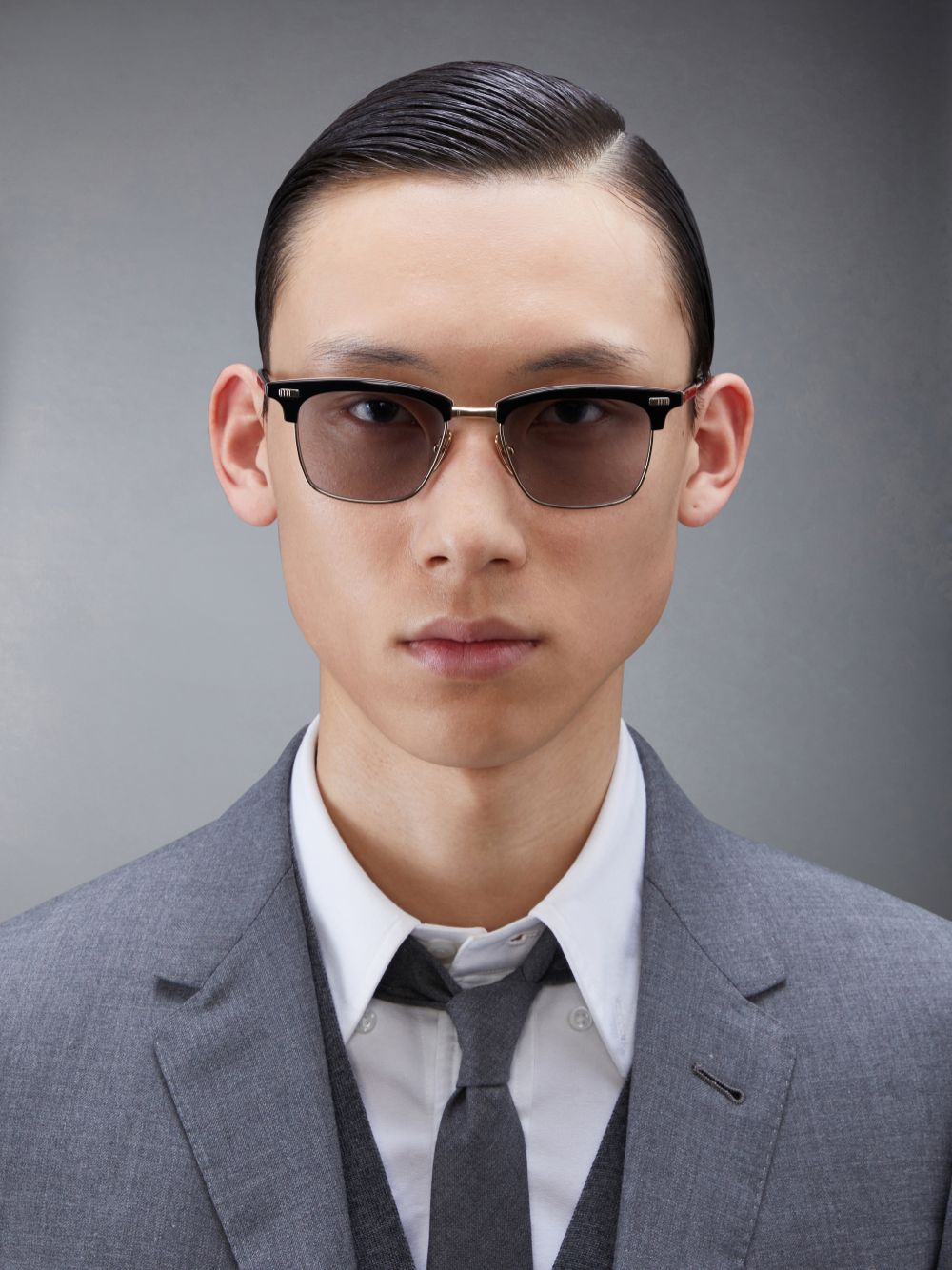 Thom Browne Acetate And Titanium Rectangular Men Sunglasses Black | UMI91F58482