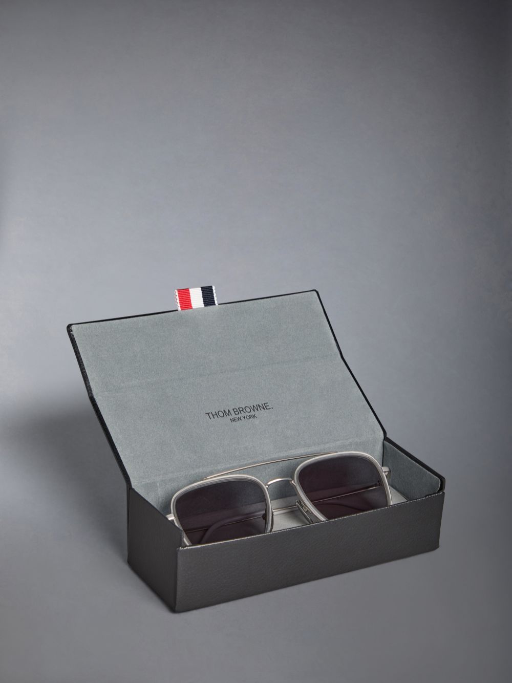 Thom Browne Acetate And Titanium Rectangular Aviator Women Sunglasses Grey | OTJ68Q36397