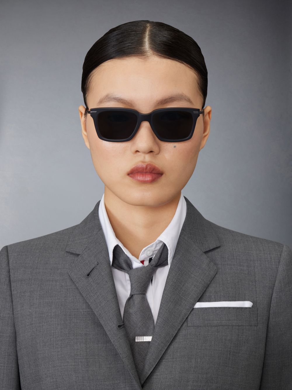 Thom Browne Acetate And Titanium Rectangular Women Sunglasses Black | NKQ25K03128