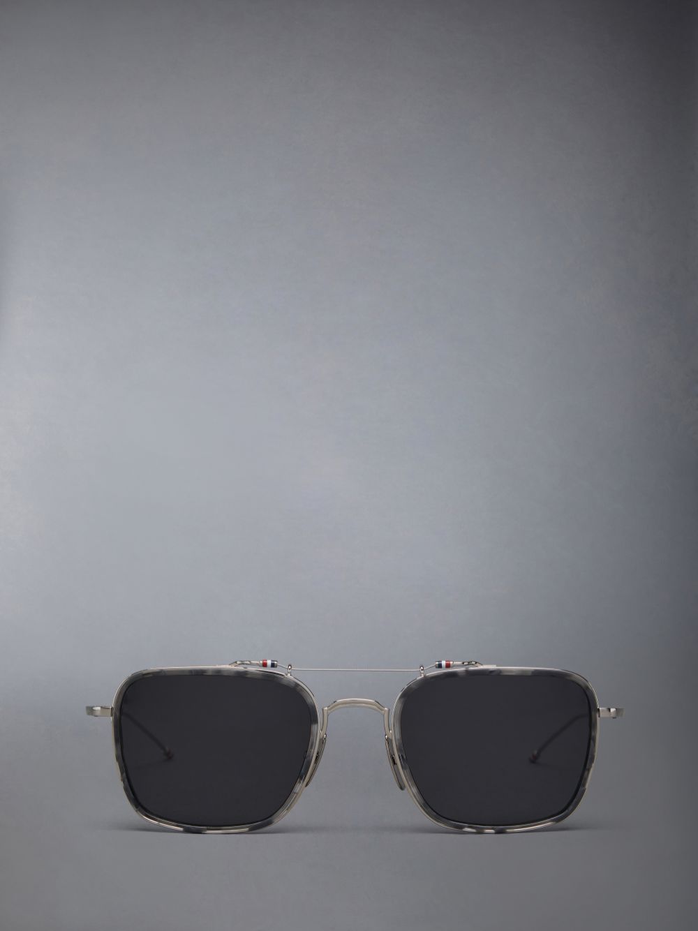 Thom Browne Acetate And Titanium Rectangular Aviator Men Sunglasses Grey | SLD27U23539