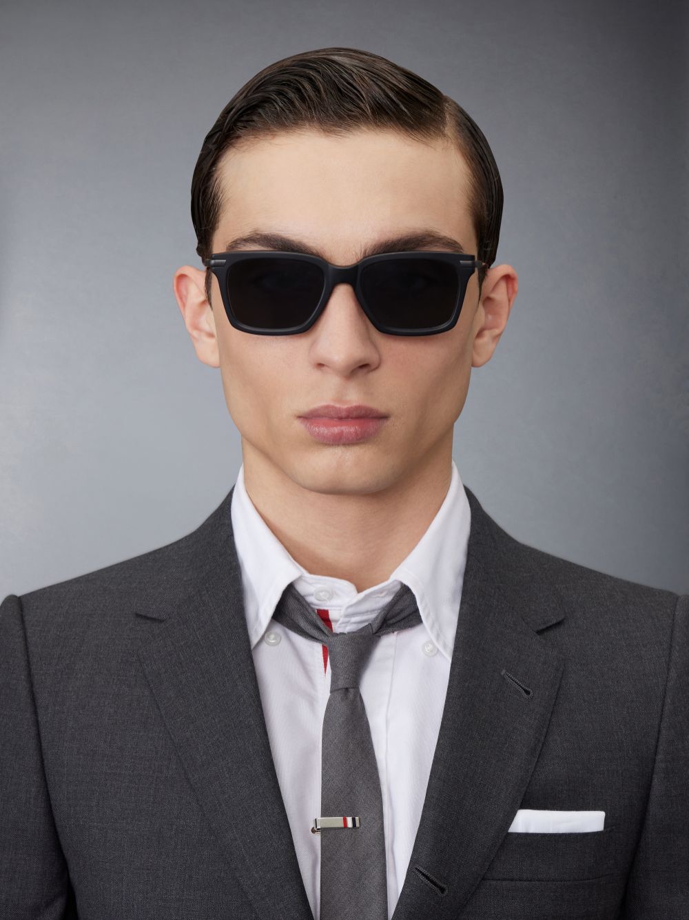 Thom Browne Acetate And Titanium Rectangular Men Sunglasses Black | KRD54C40766