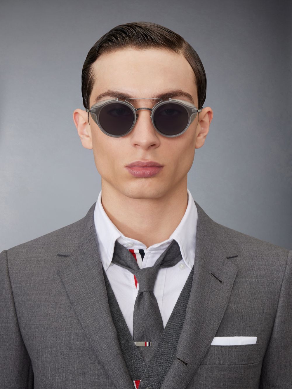 Thom Browne Acetate And Titanium Round W/ Side Shields Women Sunglasses Grey | VTD49R88077