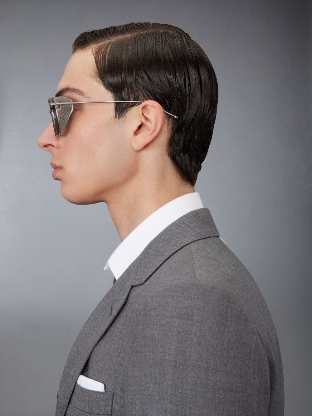 Thom Browne Acetate And Titanium Round W/ Side Shields Men Sunglasses Grey | YBZ54K91064