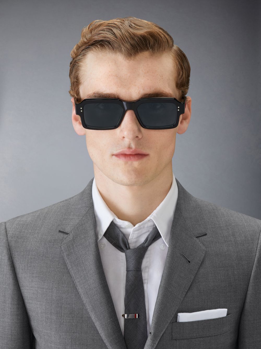 Thom Browne Acetate Rectangular Men Sunglasses Black | VHJ93O76181