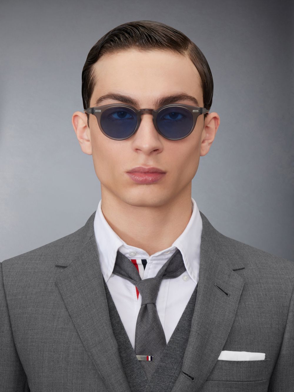 Thom Browne Acetate Round Men Sunglasses Grey | MUV59P24932