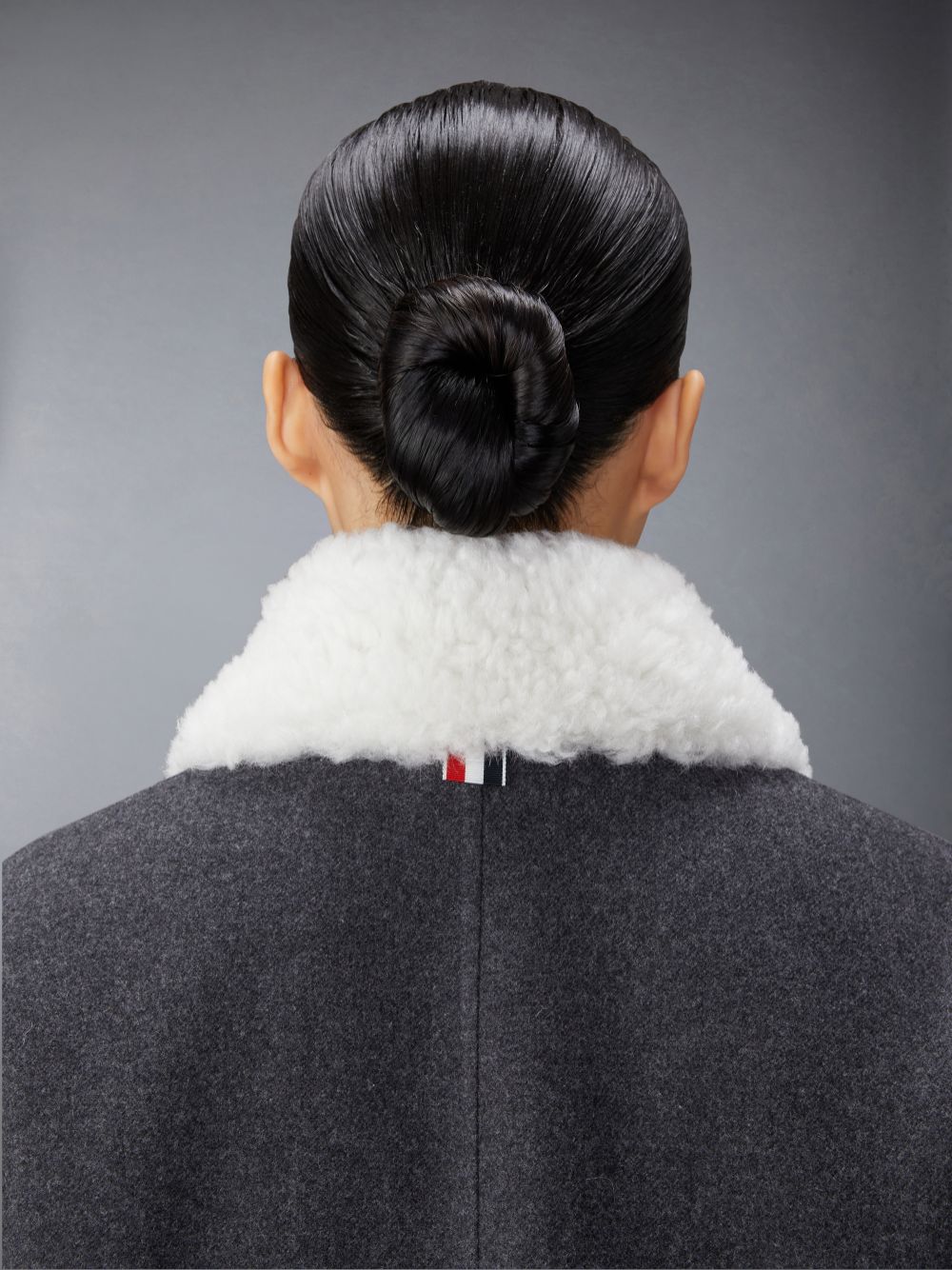 Thom Browne Bal Collar With Detachable Collar in Double Face Melton Solid Women Coats Grey | XGF13H06440