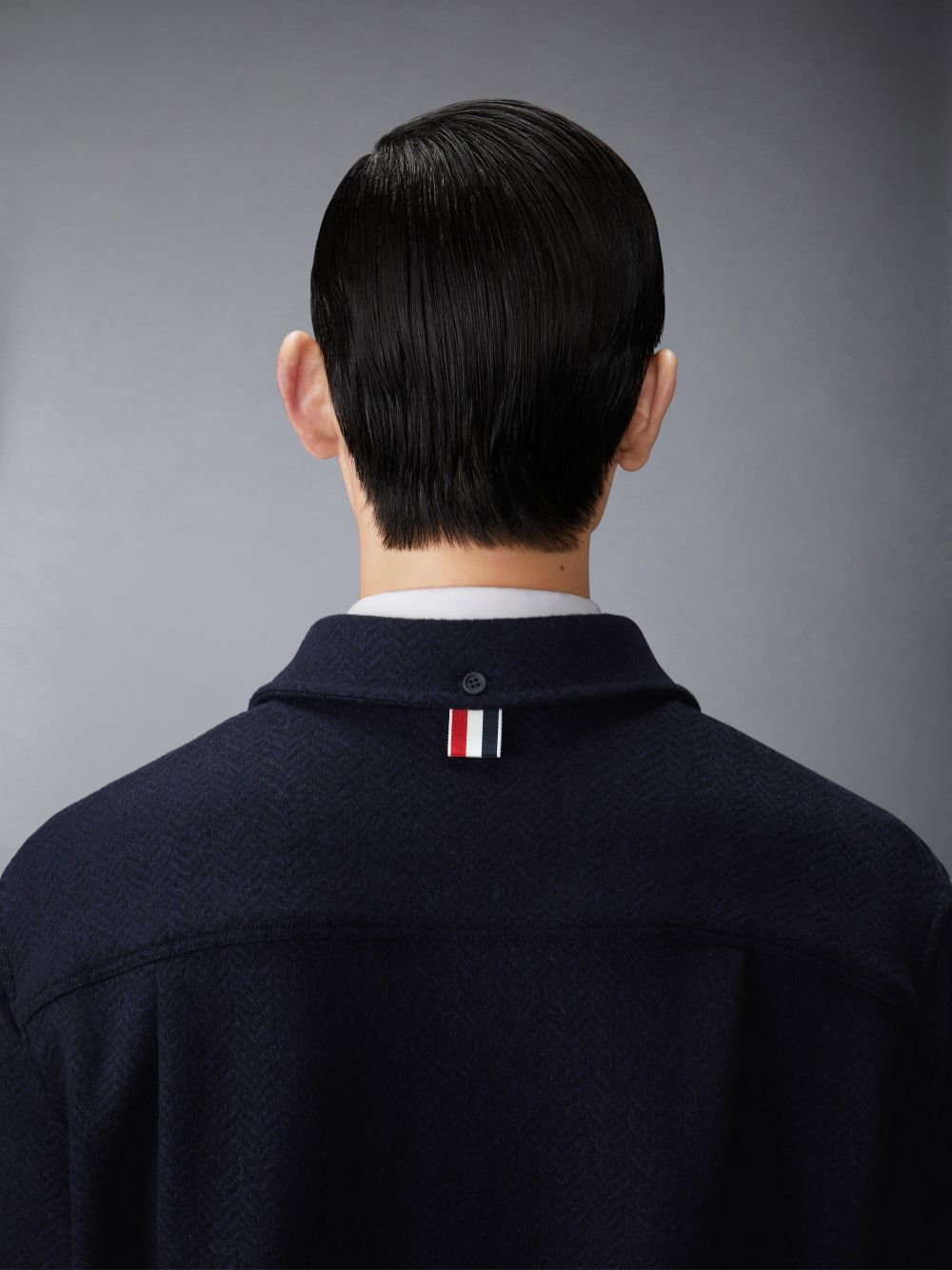 Thom Browne Boiled Cotton Wool Herringbone Oversized Men Shirts Blue | QLO08O51836