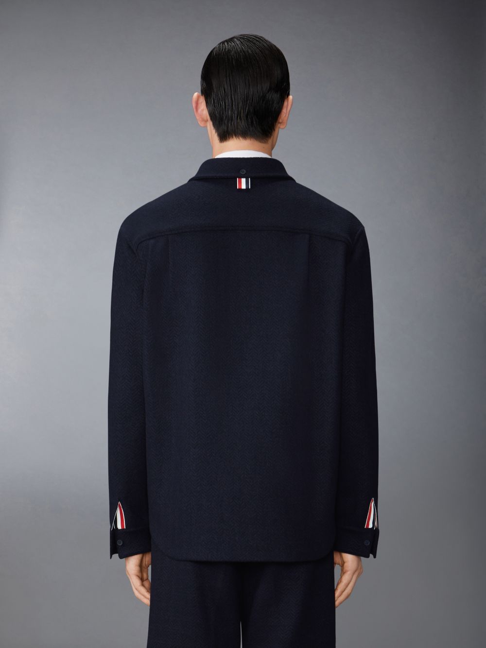 Thom Browne Boiled Cotton Wool Herringbone Oversized Men Shirts Blue | QLO08O51836