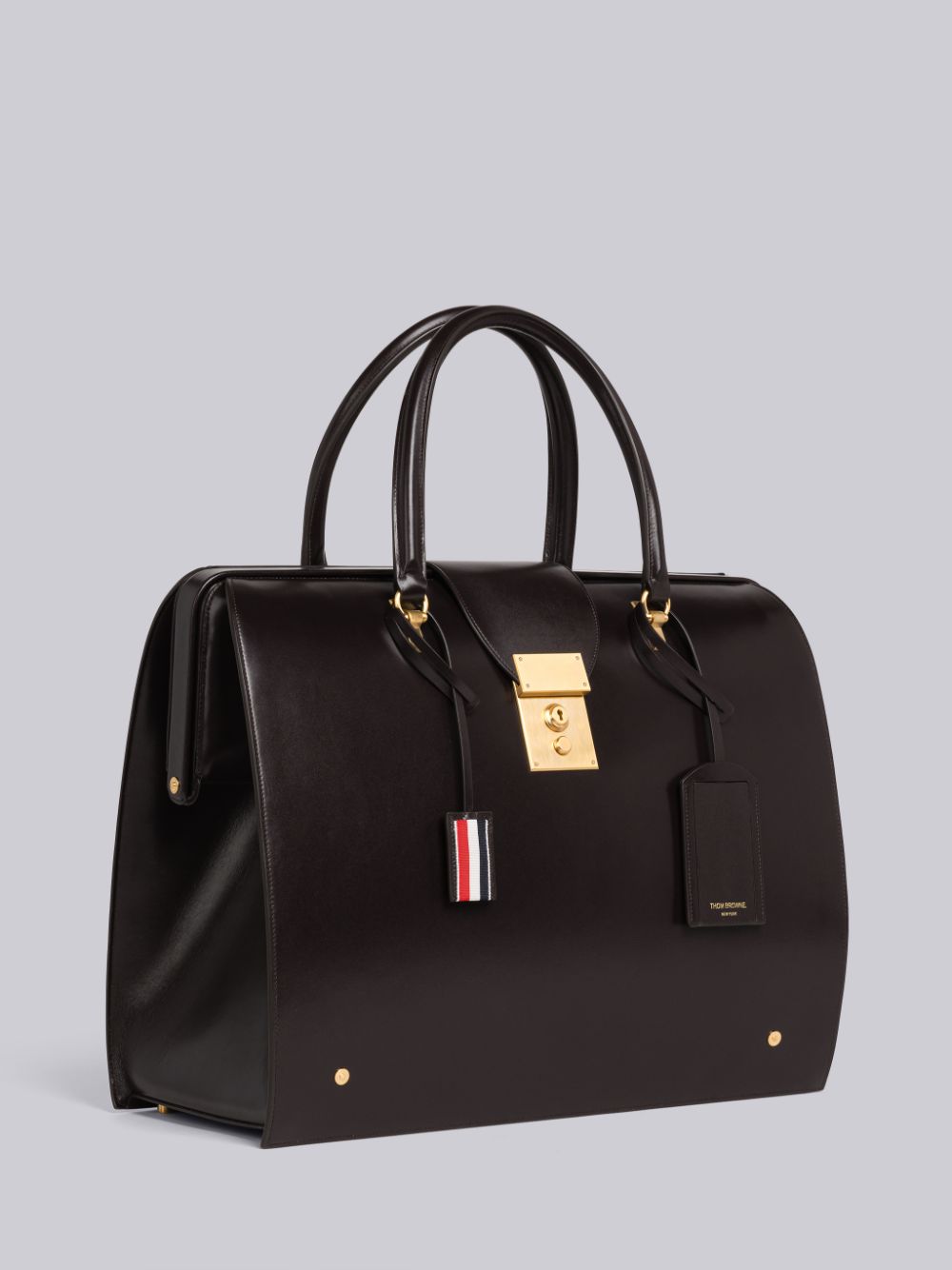 Thom Browne Box Calf Leather Mr. Women Duffle Bags Brown | NVA53K48209