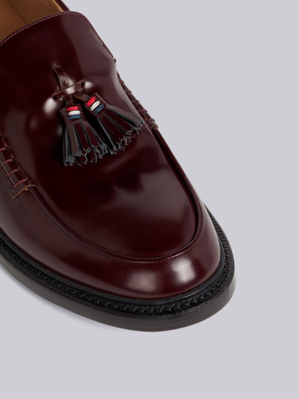 Thom Browne Burgundy Calf Leather Tassel Men Loafers Red | SNE12L12946