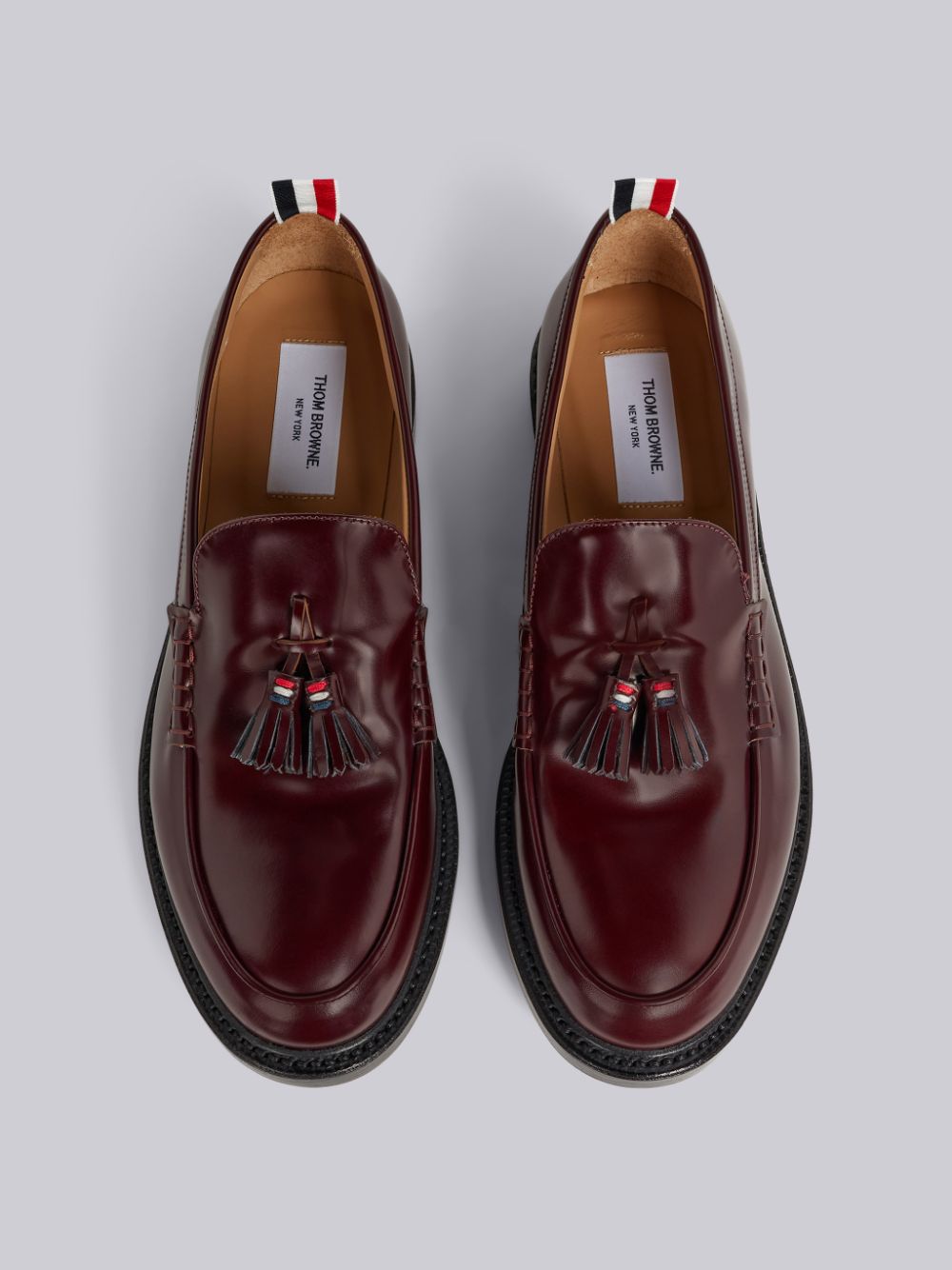 Thom Browne Burgundy Calf Leather Tassel Men Loafers Red | SNE12L12946