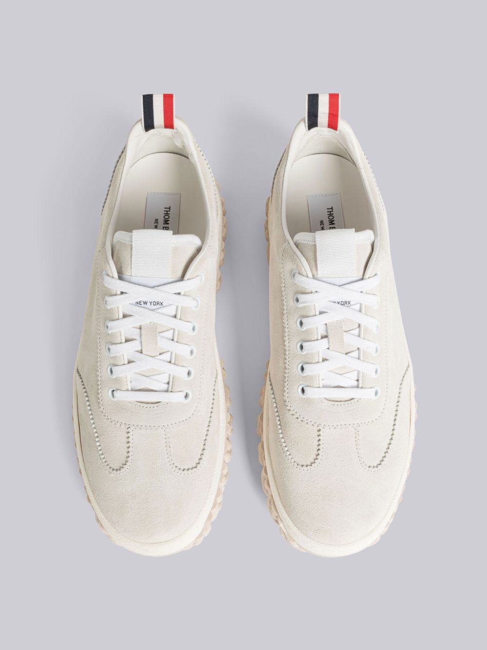 Thom Browne CALF SUEDE CABLE KNIT SOLE FIELD Men Sneakers White | CFP24N67612