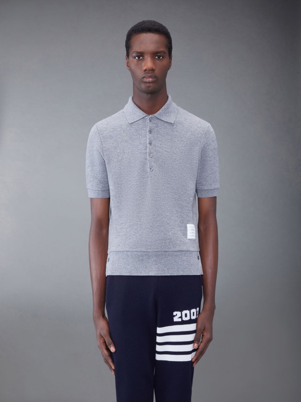 Thom Browne CASHMERE PIQUE 2003 RIB CUFF Men Polo Shirt Grey | XQK16Q14706