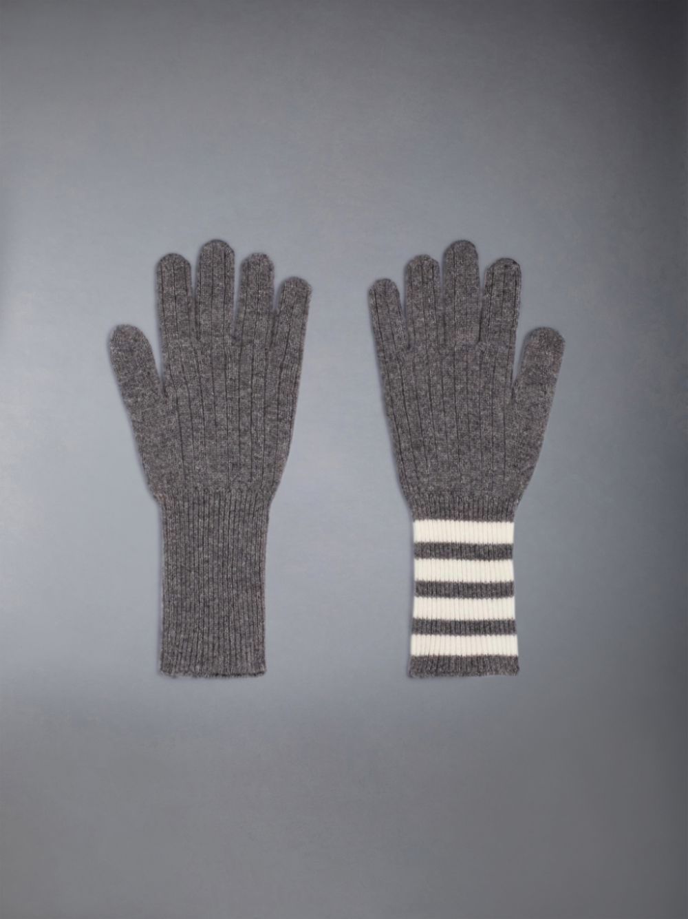 Thom Browne CASHMERE RIB 4-BAR Men Gloves Grey | ZBJ95Z10382