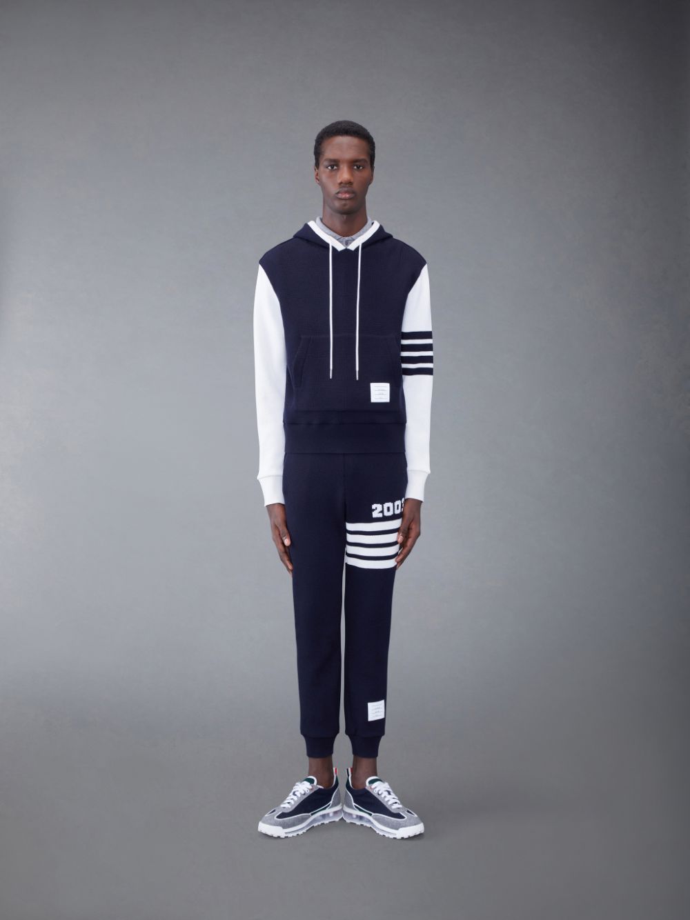 Thom Browne CASHMERE WAFFLE 2003 4-BAR Men Hoodie Blue | UCK63M12990