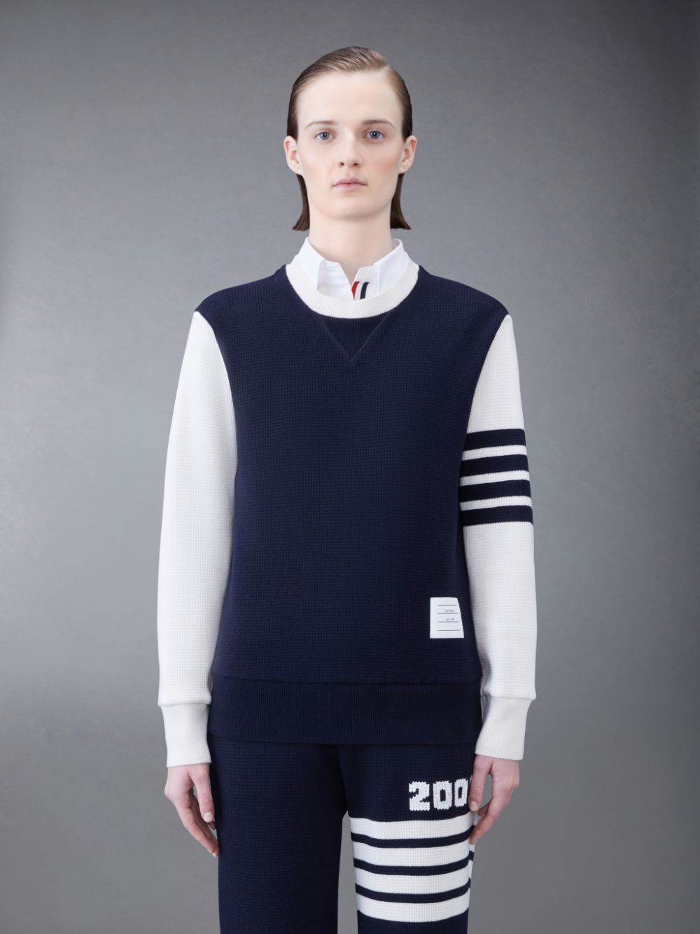 Thom Browne CASHMERE WAFFLE 2003 4-BAR Women Sweatshirts Blue | HZB26A79577