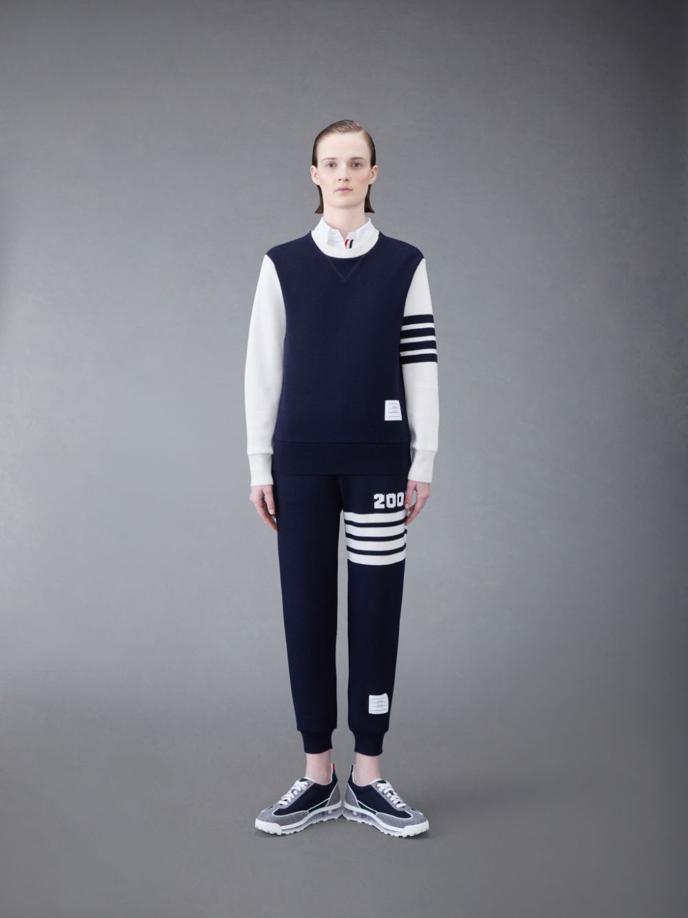 Thom Browne CASHMERE WAFFLE 2003 4-BAR Women Sweatshirts Blue | HZB26A79577