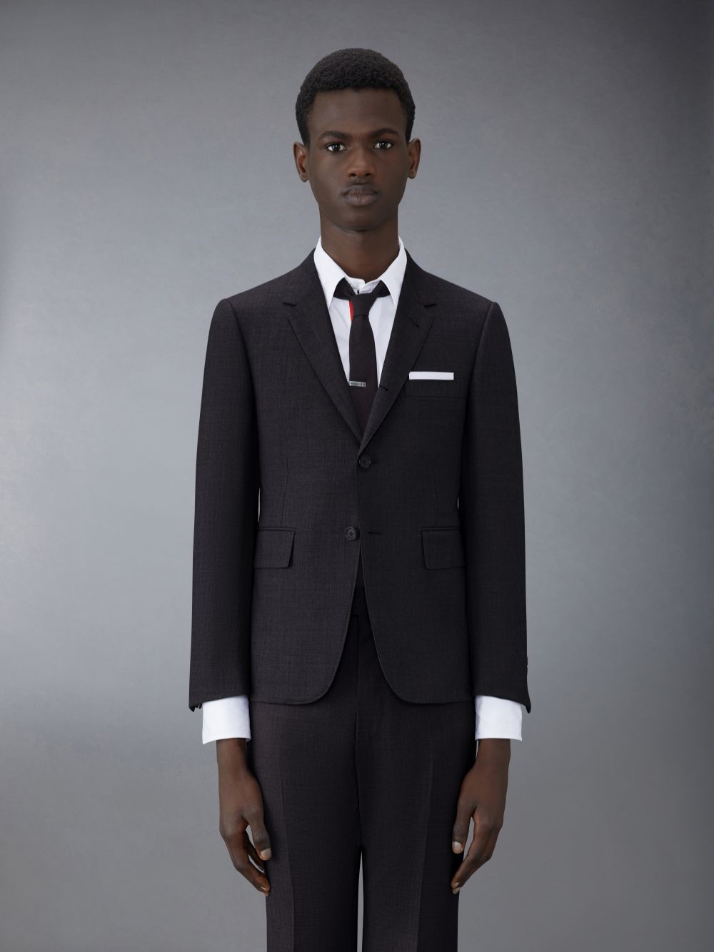 Thom Browne CHARCOAL SUPER 120'S WOOL TWILL CLASSIC AND TIE Men Suits Black | CBH71J96242