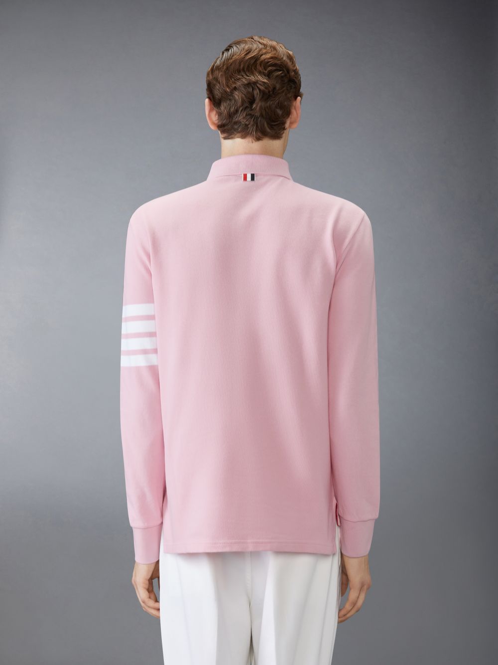 Thom Browne CLASSIC PIQUE 4-BAR Men Polo Shirt Pink | FAN97F07773