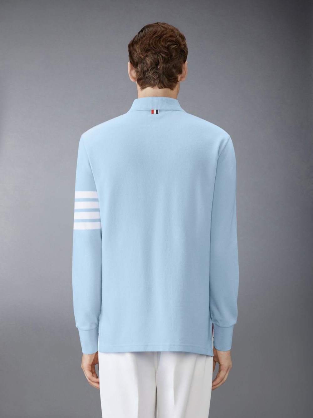 Thom Browne CLASSIC PIQUE 4-BAR Men Polo Shirt Blue | ZKB30D62287