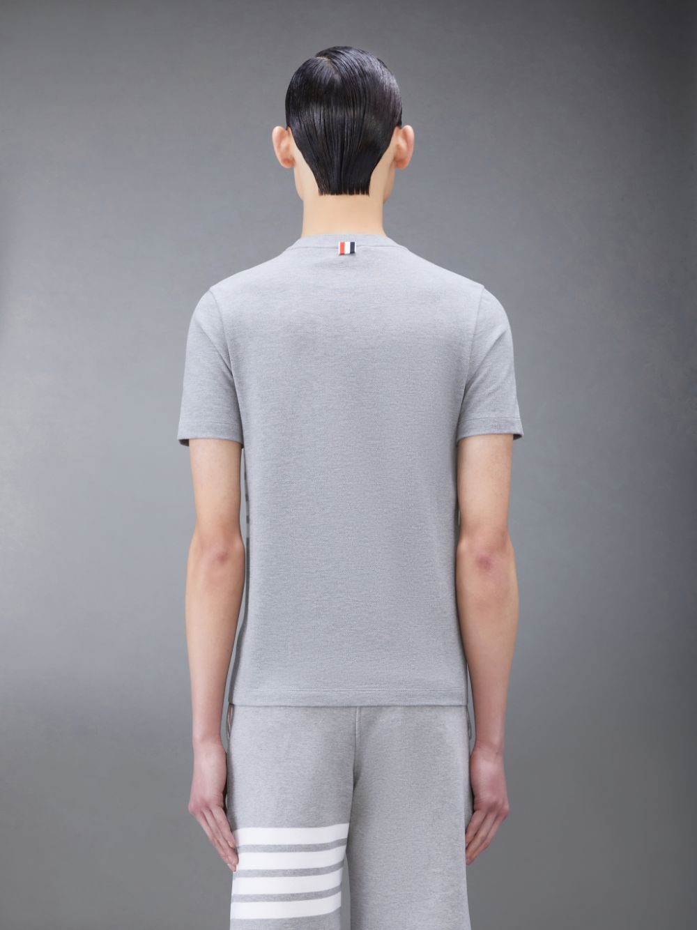 Thom Browne CLASSIC PIQUE 4-BAR Men T Shirts Grey | RWD63V95477