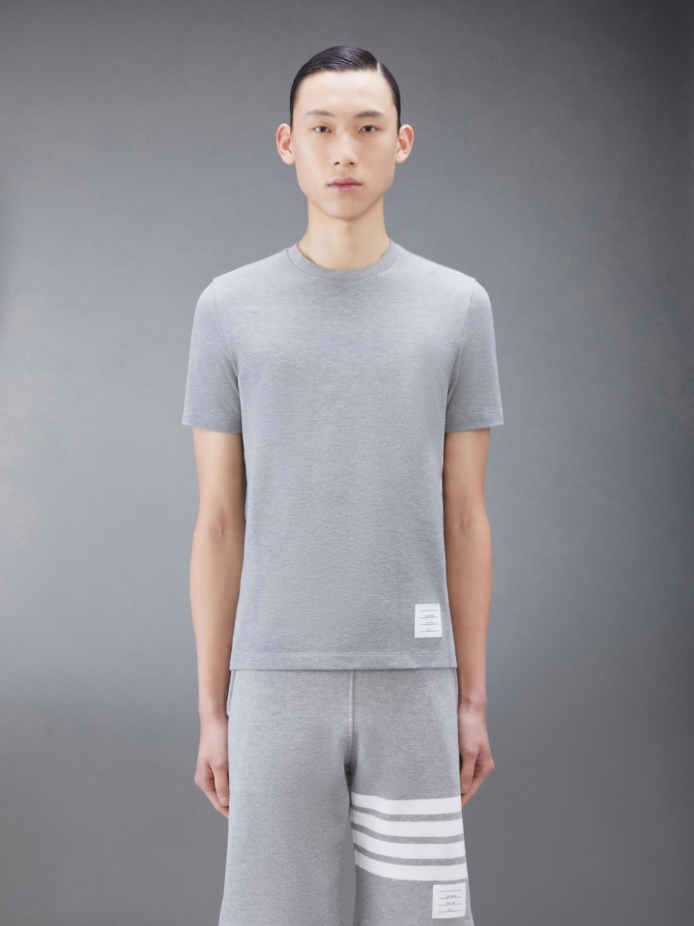 Thom Browne CLASSIC PIQUE 4-BAR Men T Shirts Grey | RWD63V95477