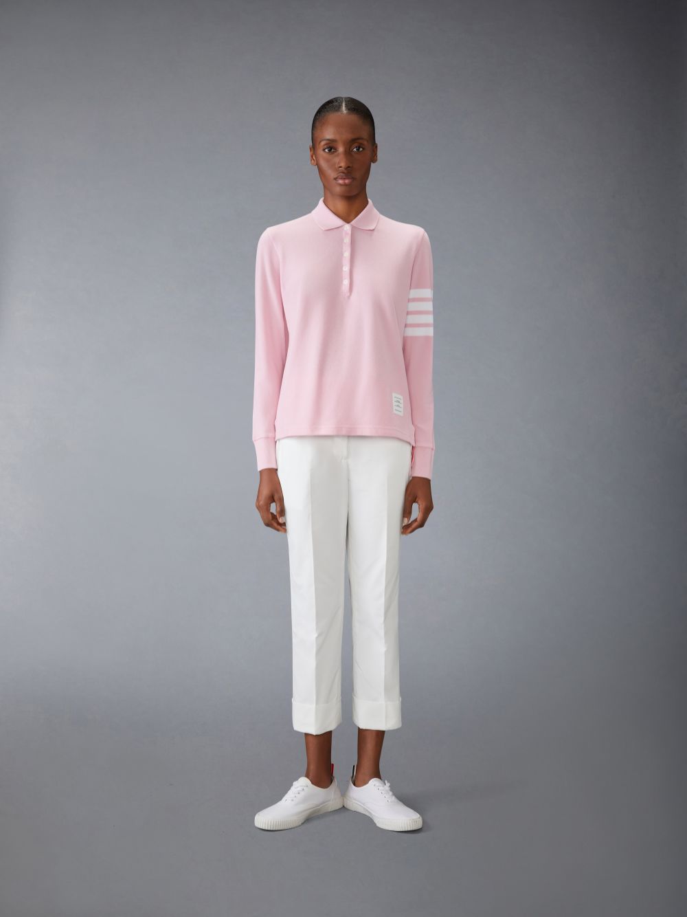 Thom Browne CLASSIC PIQUE 4-BAR Women Polo Shirt Pink | KCX77X99210