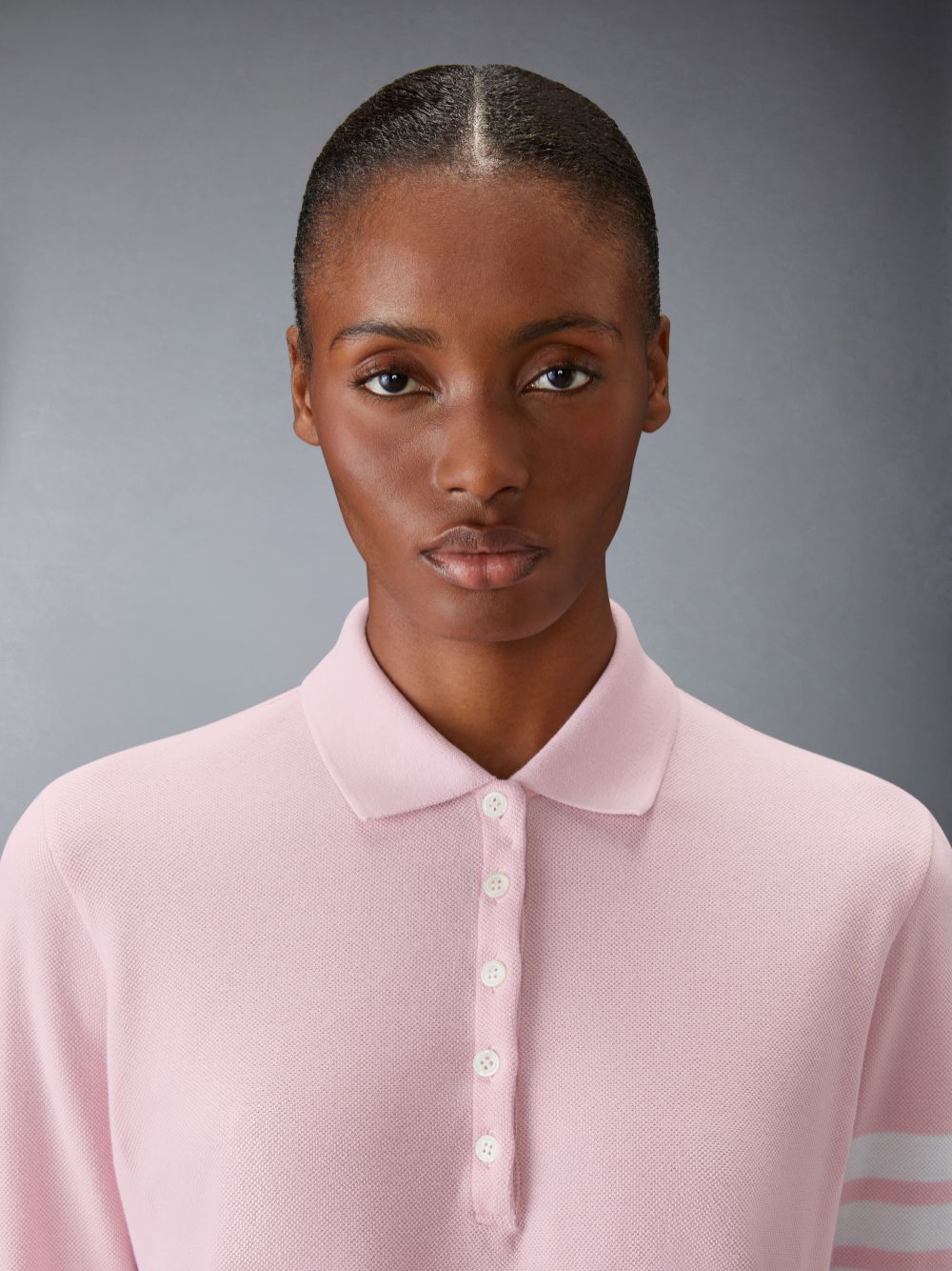 Thom Browne CLASSIC PIQUE 4-BAR Women Polo Shirt Pink | KCX77X99210