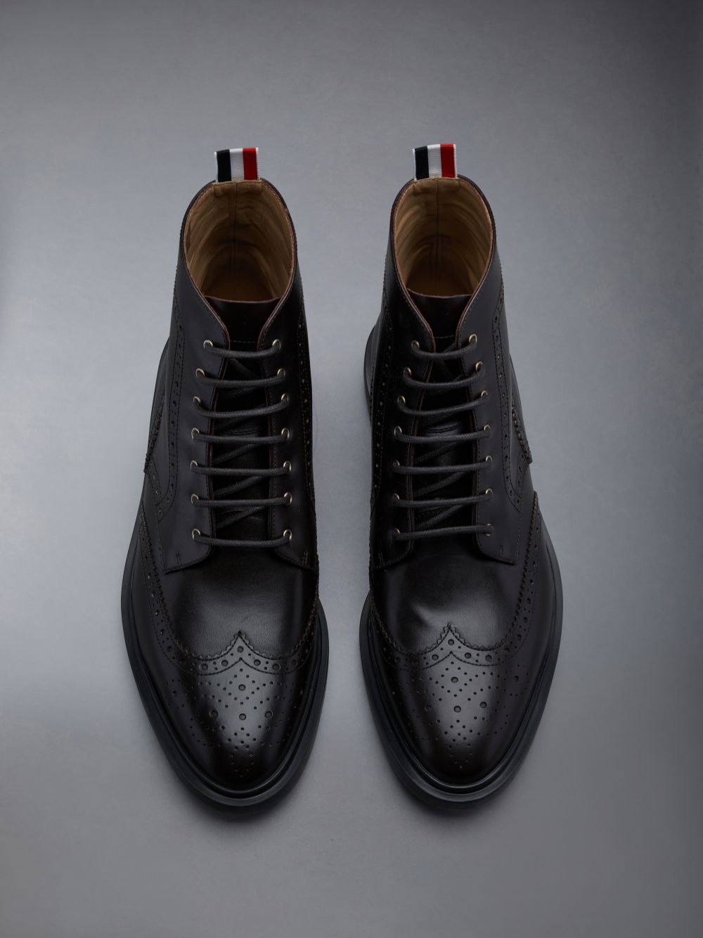 Thom Browne CLASSIC WINGTIP W/ LIGHTWEIGHT RUBBER SOLE IN BOX CALF Men Boots Brown | ADC08L42923