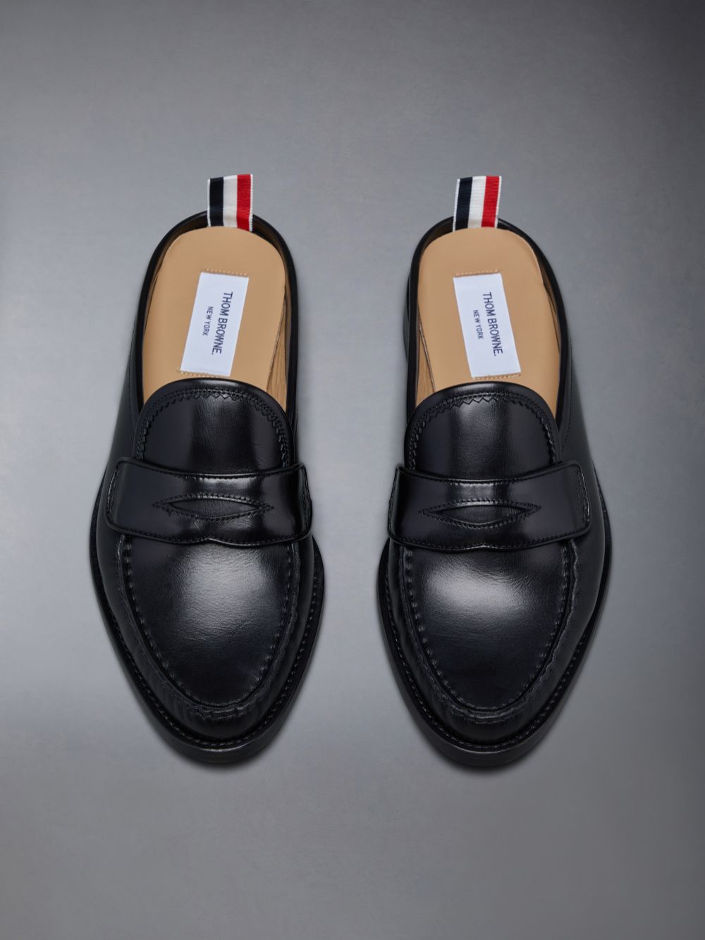 Thom Browne Calf Flexible Leather Sole Pleated Penny Men Loafers Black | XUV06U23717