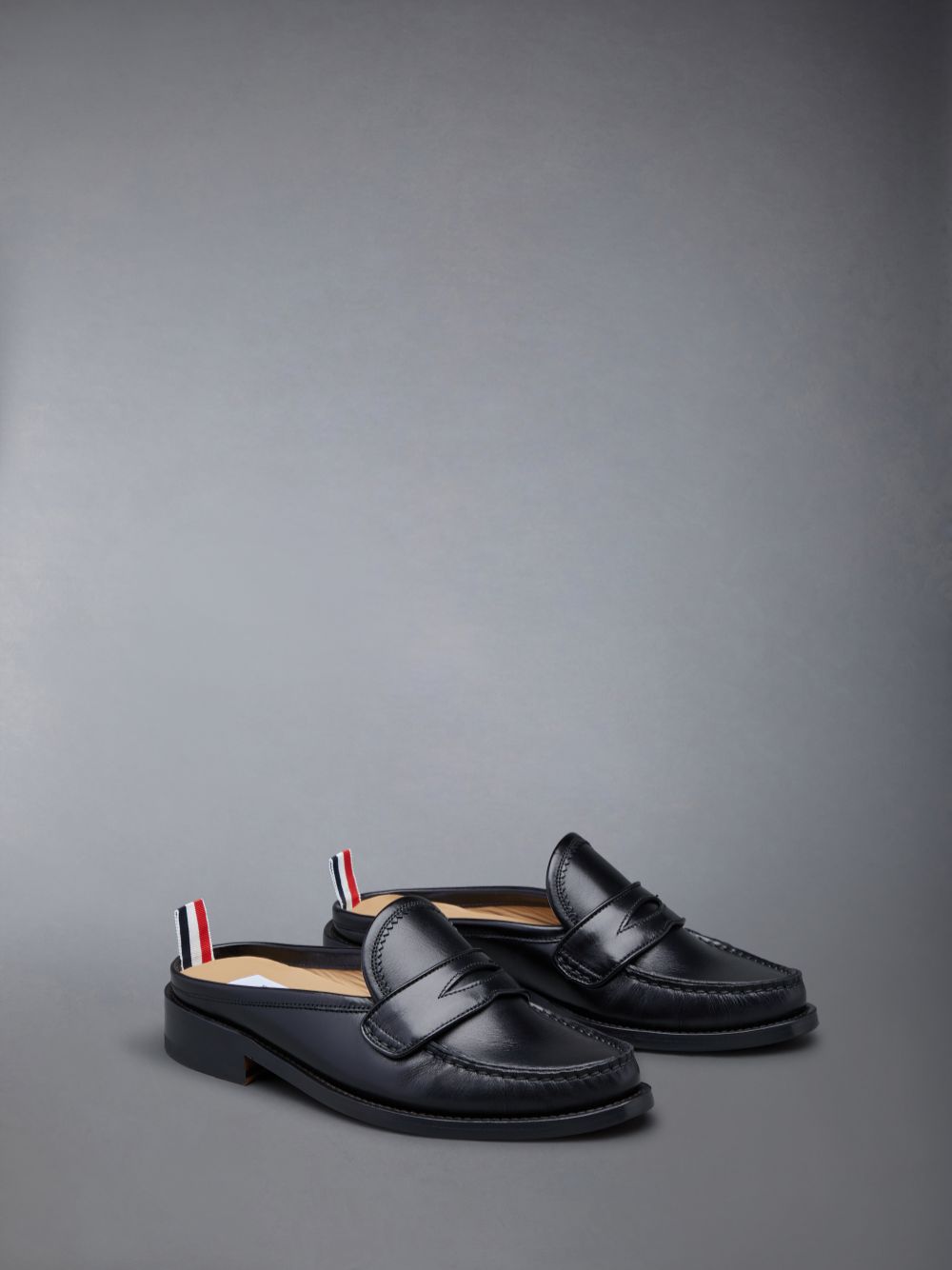 Thom Browne Calf Flexible Leather Sole Penny Loafer Women Mules Black | QIF09O81882