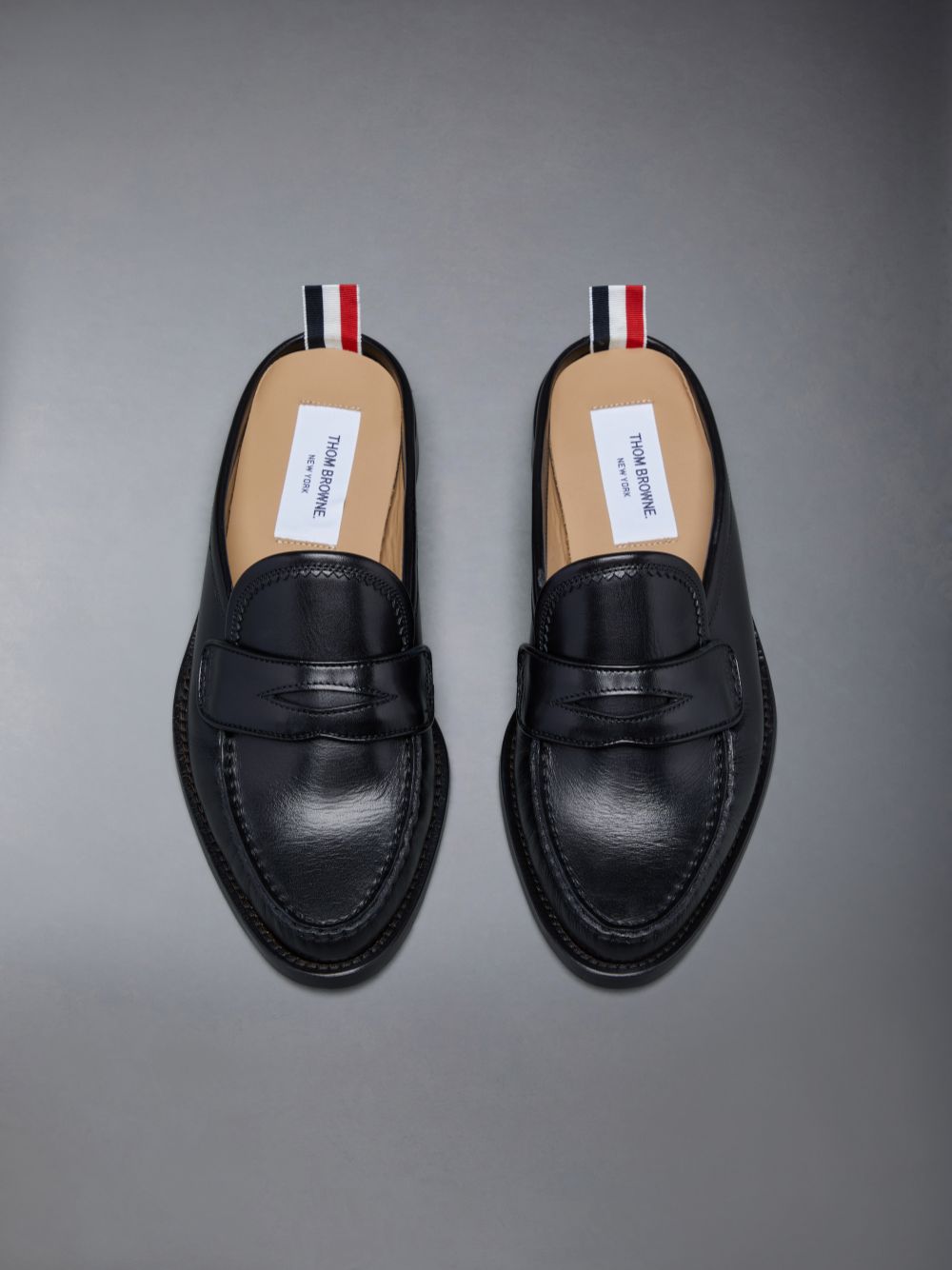 Thom Browne Calf Flexible Leather Sole Penny Loafer Women Mules Black | QIF09O81882